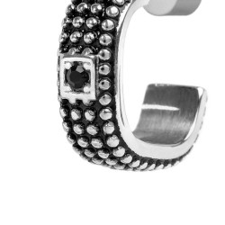 Mono Orecchino unisex Marlù 33OR0049-N a lobo a cerchietto con trama puntinata black oil