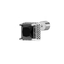 Mono Orecchino unisex Marlù 33OR0047-N a lobo con zircone nero quadrato 0,7mm