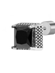 Mono Orecchino unisex Marlù 33OR0047-N a lobo con zircone nero quadrato 0,7mm