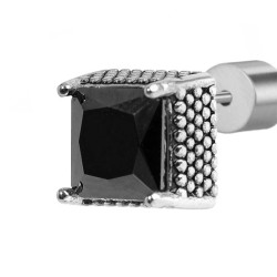 Mono Orecchino unisex Marlù 33OR0047-N a lobo con zircone nero quadrato 0,7mm