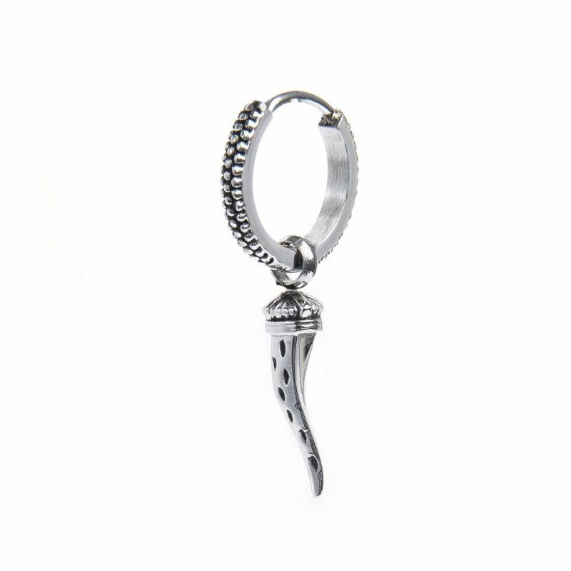 Mono Orecchino unisex Marlù 33OR0044-N a cerchio con corno pendente Mono Orecchino unisex Marlù 33OR0044-N a cerchio con corno pendente