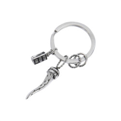 Portachiavi Marlù 33PC003-N Acciaio Silver con Corno Portafortuna