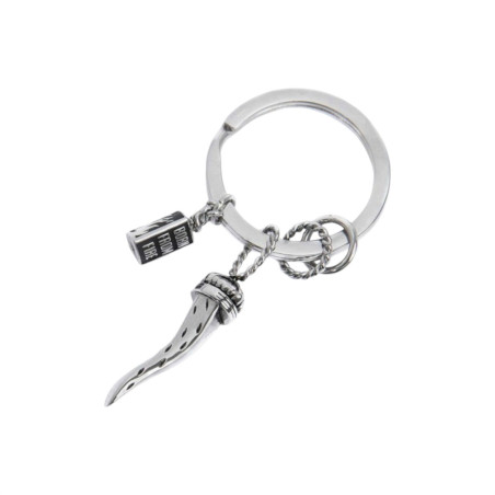 Portachiavi Marlù 33PC003-N Acciaio Silver con Corno Portafortuna