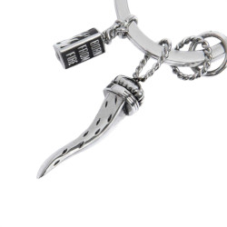 Portachiavi Marlù 33PC003-N Acciaio Silver con Corno Portafortuna