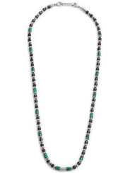 Collana Uomo Marlù 30CO0002 in Acciaio Silver con Pietre Sodalite Nere e Catena