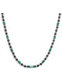 Collana Uomo Marlù 30CO0002 in Acciaio Silver con Pietre Sodalite Nere e Catena