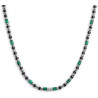 Collana Uomo Marlù 30CO0002 in Acciaio Silver con Pietre Sodalite Nere e Catena
