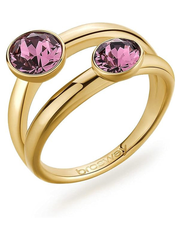 Anello Donna Brosway Affinity BFF175A in Acciaio Pvd Oro Cristalli Viola
