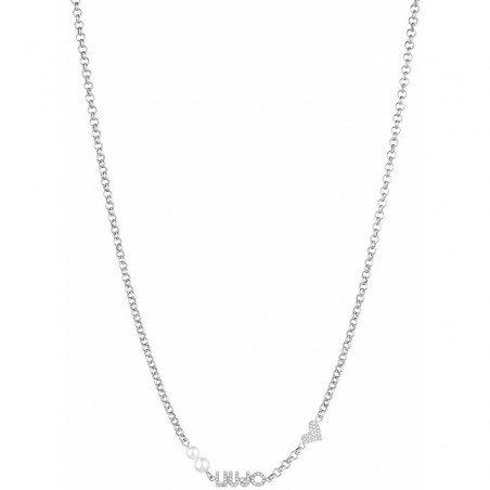Liu Jo Icon Necklace Woman LJ1689 in Silver Color Steel with White Pearls