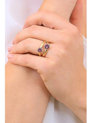 Anello Donna Brosway Affinity BFF175A in Acciaio Pvd Oro Cristalli Viola