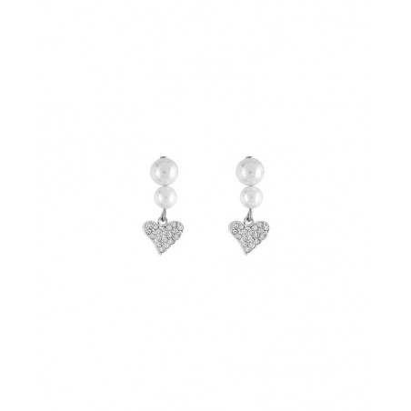 Earrings Woman LIU JO Icon LJ1691 Silver Color with White Pearls and Heart