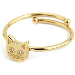 Anello Donna Marlù 18AN054G-M in Acciaio Pvd Oro Giallo con Gatto