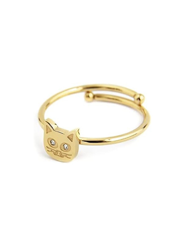 Anello Donna Marlù 18AN054G-M in Acciaio Pvd Oro Giallo con Gatto