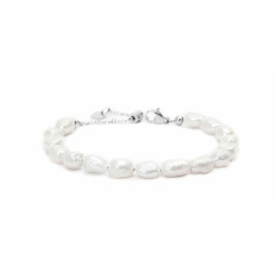 Bracciale Donna Marlù 30BR0005-W in Acciaio Oro e Perle Bianche