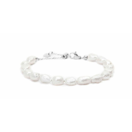 Bracciale Donna Marlù 30BR0005-W in Acciaio Oro e Perle Bianche