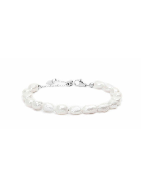 Bracciale Donna Marlù 30BR0005-W in Acciaio Oro e Perle Bianche