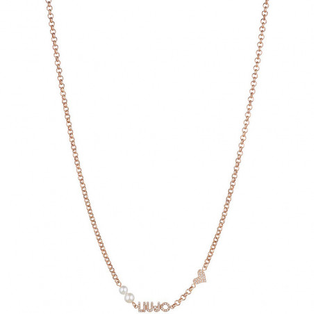 Liu Jo Icona LJ1695 Steel Necklace Rose Gold Color with White Pearls
