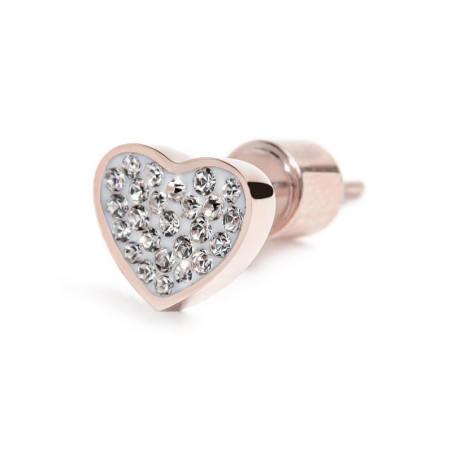 Mono Orecchino Donna Marlù 15OR017R-W in Acciaio Pvd Oro Rosa con Cristalli