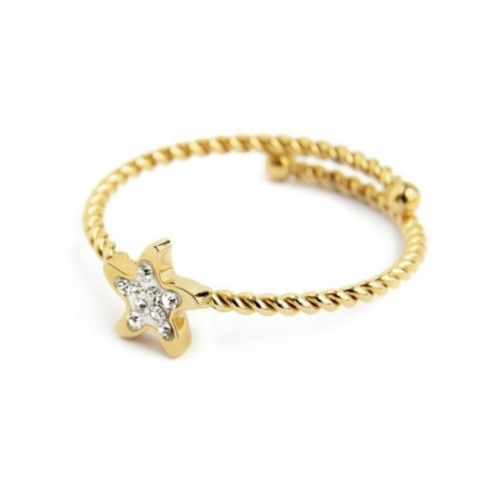 Anello Donna Marlù 18an048g-s Stella Marina con Cristalli Bianchi in Acciaio Pvd Oro