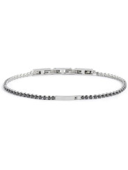 Bracciale Uomo Marlù 1BR0067-N in Acciaio Silver con Pietre Grigio Scuro