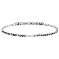 Bracciale Uomo Marlù 1BR0067-N in Acciaio Silver con Pietre Grigio Scuro