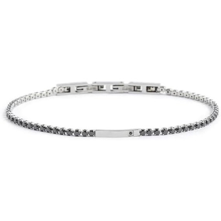 Bracciale Uomo Marlù 1BR0067-N in Acciaio Silver con Pietre Grigio Scuro