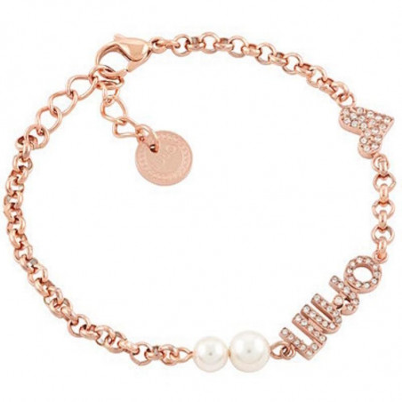 Bracelet Woman LIU JO Icon LJ1696 Rose Gold Color with White Pearls and Heart