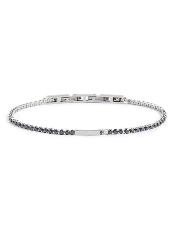 Bracciale Uomo Marlù 1BR0067-N in Acciaio Silver con Pietre Grigio Scuro