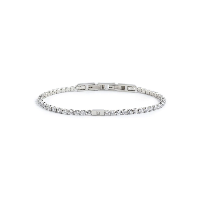 Bracciale Marlù Uomo 1BR0068-W Silver con Zirconi Bianchi