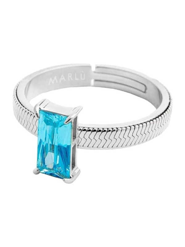 Anello Donna Marlù 31AN0003AM-S Sparkless in Acciaio Silver con Zircone Azzurro