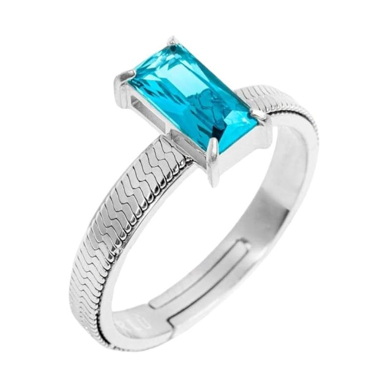 Anello Donna Marlù 31AN0003AM-S Sparkless in Acciaio Silver con Zircone Azzurro