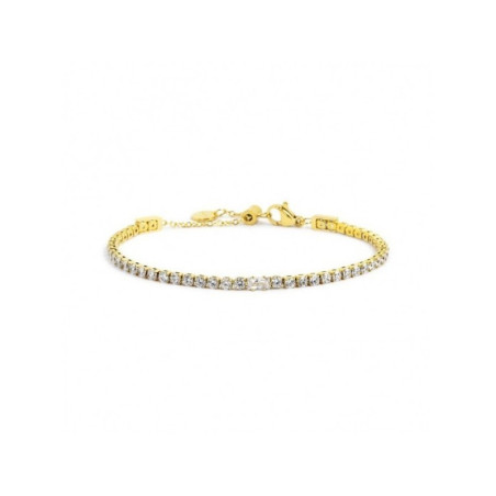 Bracciale Unisex Marlù Tennis 2BR0106G-W in Acciaio Oro e Zirconi Bianchi