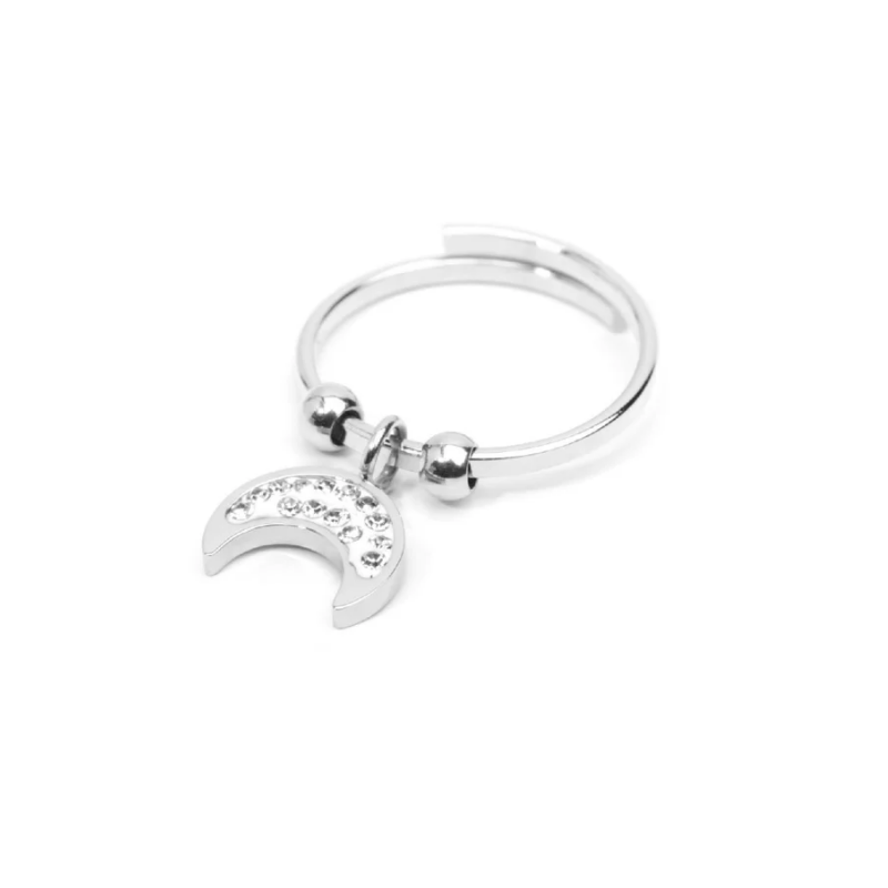 Anello in acciaio Silver 316L 18AN071 Marlù da donna con Mezza Luna Anello in acciaio Silver 316L 18AN071 Marlù da donna con Mezza Luna