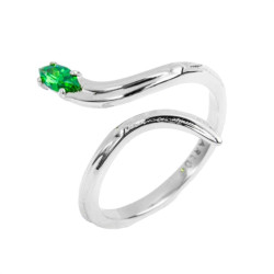 Anello Donna Marlù in Acciaio Silver 33AN0018V-16 Serpente Zircone Verde