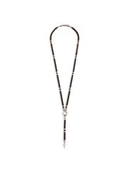 Collana Uomo Marlù Y 1CO0002 in Acciaio con Pietre Onice Nere e Centrale Croce