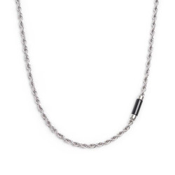 Collana Unisex Marlù in Acciaio Unisex Con Pietra Nera Centrale