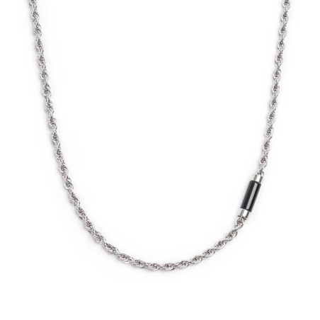 Collana Unisex Marlù in Acciaio Unisex Con Pietra Nera Centrale