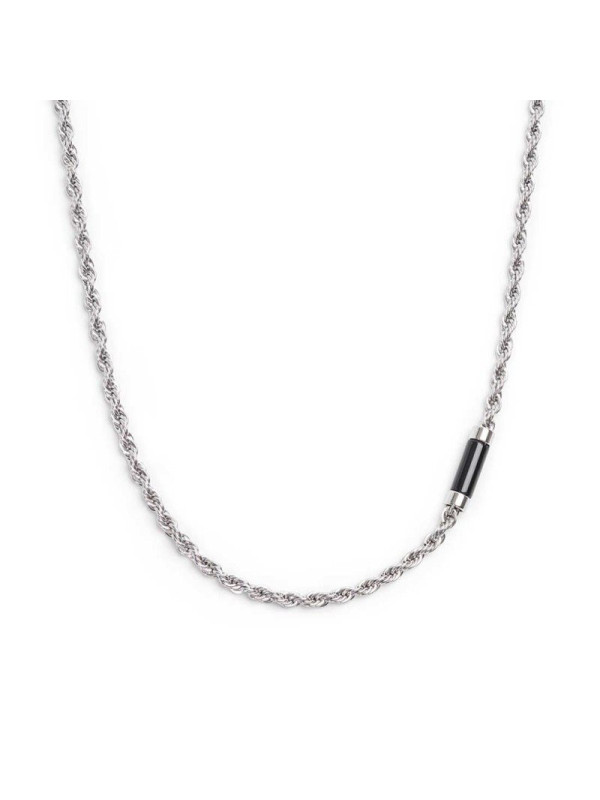 Collana Unisex Marlù in Acciaio Unisex Con Pietra Nera Centrale