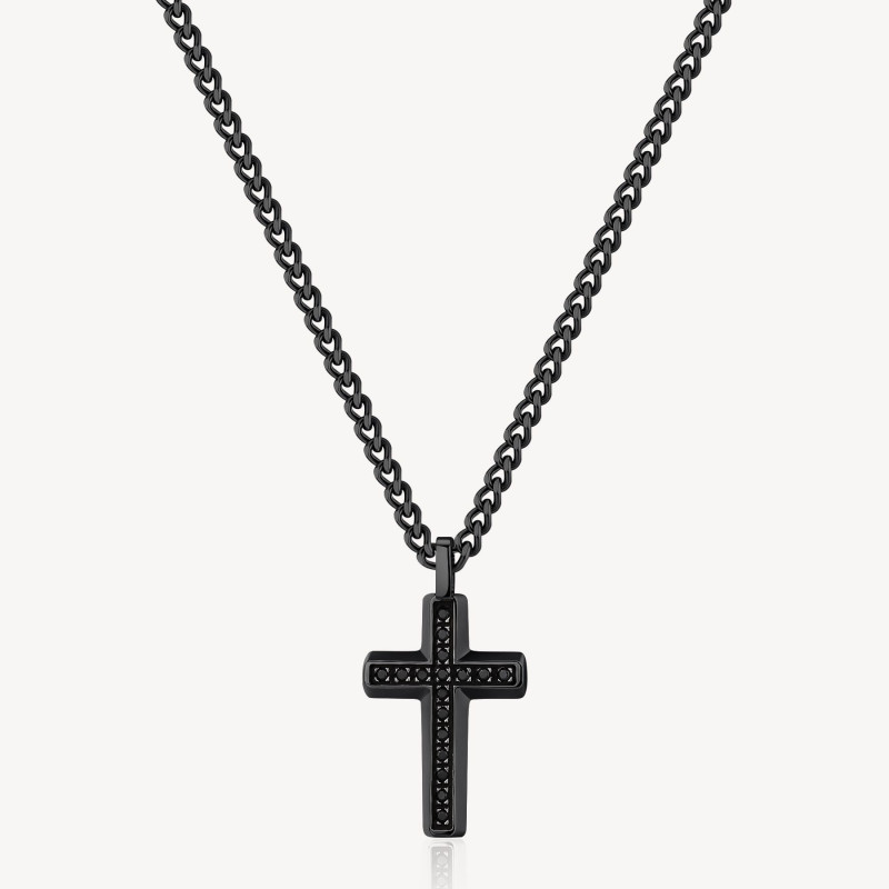 Collana Uomo Brosway Backliner BBC03 in Acciaio con Pendente Croce Colore Nero Collana Uomo Brosway Backliner BBC03 in Acciaio con Pendente Croce Colore Nero