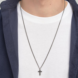 Collana Uomo Brosway Backliner BBC03 in Acciaio con Pendente Croce Colore Nero