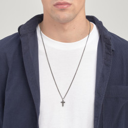 Collana Uomo Brosway Backliner BBC03 in Acciaio con Pendente Croce Colore Nero