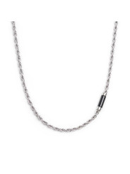 Collana Marlù Uomo 30CN0009-NCatena Corda in Acciaio Silver con Pietra Nera…
