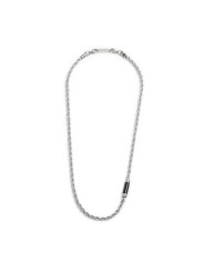 Collana Marlù Uomo 30CN0009-NCatena Corda in Acciaio Silver con Pietra Nera…