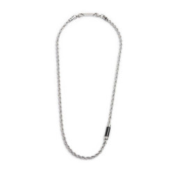 Collana Marlù Uomo 30CN0009-NCatena Corda in Acciaio Silver con Pietra Nera…