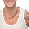 Collana Unisex Marlù 33CO0026-N fish bone dischetti onice nera e pietra lavica