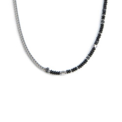 Collana Unisex Marlù 33CO0026-N fish bone dischetti onice nera e pietra lavica