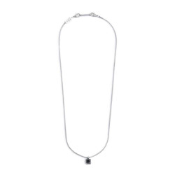 Collana Unisex Marlù 33CN0021-N Acciao Silver con zircone nero quadrato