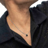 Collana Unisex Marlù 33CN0021-N Acciao Silver con zircone nero quadrato