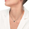 Collana Unisex Marlù 33CN0021-N Acciao Silver con zircone nero quadrato
