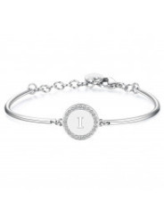Women's bracelet letter I bhk132 in steel 316 hypoallergenic stones and swarovski